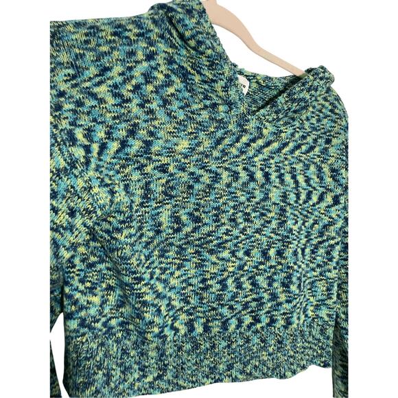 Revolve Superdown Deliah Acrylic Mixed Media Blue Green Cropped Hoodie - Picture 3 of 6